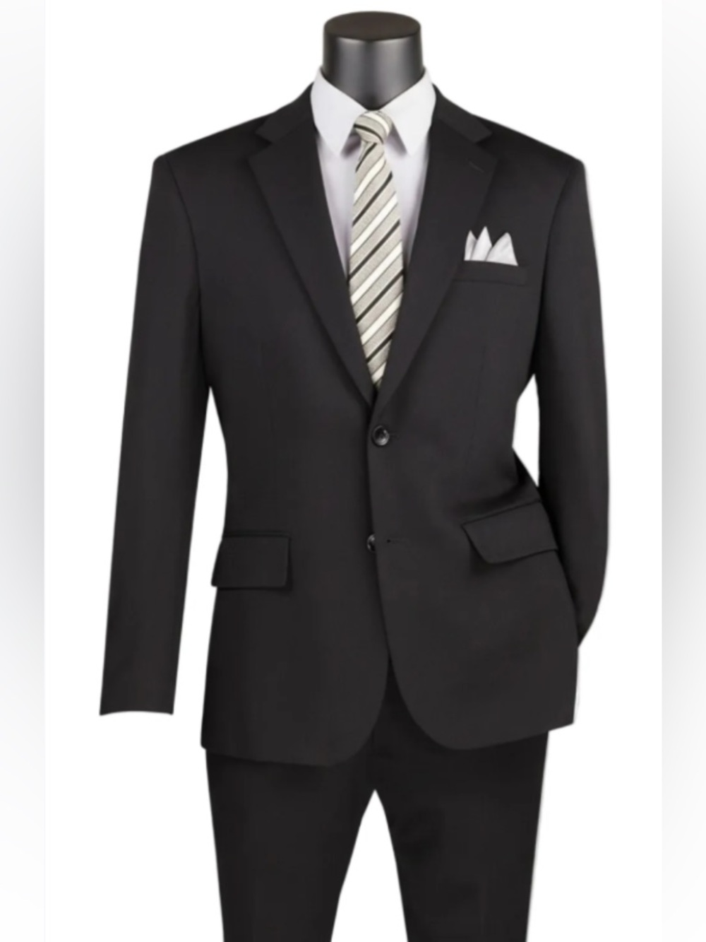 Men's Perfect Suit Factory Black Single-Breasted 2 button Suit @ 38S NWT